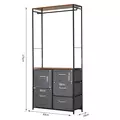 HOMCOM Chest of Drawers with Coat rack Steel Frame 5 Drawers  Bedroom Hallway Home Furniture Black Brown - 3