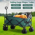 Outsunny 140L Festival Trolley on Wheels, Folding Camping Trolley Cart with Telescopic Handle, Big Wheels for Outdoor Garden Beach Fishing, Green - 6