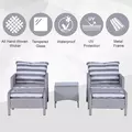 Outsunny 5 Pieces PE Rattan Garden Furniture Set with 10cm Thick Padded Cushions, Wicker Weave Outdoor Seating Chairs with 2 Armchairs, 2 Stools, Glass Top Table, Grey and White - 4
