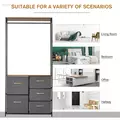 HOMCOM Chest of Drawers with Coat rack Steel Frame 5 Drawers  Bedroom Hallway Home Furniture Black Brown - 6