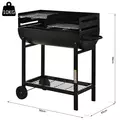 Outsunny Steel 2-Grill Charcoal BBQ w/ Wheels Black - 3