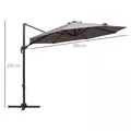 Outsunny 3m Cantilever Aluminium Frame Outdoor Garden Parasol Grey - 3