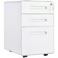 Vinsetto Lockable File Cabinet with 3 Drawers, Vertical Office Drawer for A4, Letter, Legal Size, Anti-tilt Design, Pre-Assembled Body, White - 1
