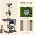 PawHut Cat Tree for Indoor Cats Condo Tower Multi-level Height 150CM  Kittens Activity Stand House with Toys & Various Scratching Posts - 5