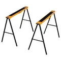 HOMCOM 2PCS Saw Horse Twin Pack Folding Workbench Metal Trestle Stands with Non-slip EVA Surface for Sawing Work Max Load 125kg - 1