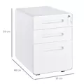 Vinsetto Lockable File Cabinet with 3 Drawers, Vertical Office Drawer for A4, Letter, Legal Size, Anti-tilt Design, Pre-Assembled Body, White - 3