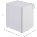 Vinsetto Lockable Cabinet, Rolling Filing Cabinet with 3 Drawers, Steel Office Drawer Unit for A4, Letter, Legal Sized Files - 3