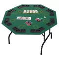 HOMCOM 8 Player Folding Games Poker Table with Chip Cup Holder Steel Base Felt Top Octagon Blackjack Green - 9