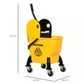 HOMCOM 25L Mop Bucket, with Wringer, Wheels and Handle - Yellow - 3