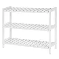 HOMCOM 3-Tier Shoe Rack Wood Frame Slatted Shelves Spacious Open Hygienic Storage Home Hallway Furniture Family Guests 70L x 26W x 57.5H cm - White - 1