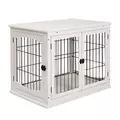 PawHut Dog Crate Furniture, Puppy Crate End Table, Pet Kennel House with 2 Doors for Medium and Small Dogs, 81 x 58.5 x 66 cm, White - 1
