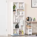 HOMCOM Bookshelf, Tall Bookcase, Modern Room Divider, 8 Cube Storage Unit, Freestanding Storage Shelf for Living Room, Bedroom, Home Office, 70 x 24 x 178 cm, White - 9