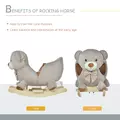 HOMCOM Kids Children Rocking Horse Plush Ride On Bear Seat w/ Sound Wood Base Seat Safety Belt Toddler Baby Toy for 18-36 Months Grey - 5