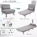 HOMCOM Adjustable Back Futon Sofa Chair - Grey - 7