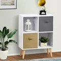HOMCOM Freestanding 4 Cube Unit Cabinet Unit w/ 3 Fabric Drawers Handles Home Office Storage Shelves - 2
