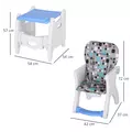 HOMCOM 2 in 1 Convertible Baby High Chair Toddler Table Chair Infant Feeding Seat Removable Food Tray Safety Harness Blue - 3