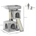 PawHut Cat Tree for Indoor Cats 81cm Cat Scratching Post Scratch Board Kitten Tower Climbing Frame Grey - 3