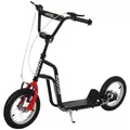 HOMCOM Teen Kick Scooter with Adjustable Handlebar, Inflatable Wheels, Two Brakes, Black - 1