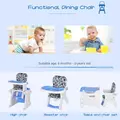 HOMCOM 2 in 1 Convertible Baby High Chair Toddler Table Chair Infant Feeding Seat Removable Food Tray Safety Harness Blue - 4