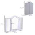 HOMCOM Trifold Tabletop Mirror, 73x53.5cm Makeup Mirror Large Cosmetic w/16 LED Lights Powered by Batteries, Foldable For Bedroom, White - 3