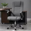 Vinsetto Linen-Look Swivel Office Chair - Dark Grey - 2