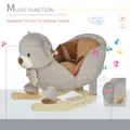 HOMCOM Kids Children Rocking Horse Plush Ride On Bear Seat w/ Sound Wood Base Seat Safety Belt Toddler Baby Toy for 18-36 Months Grey - 7