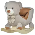 HOMCOM Kids Children Rocking Horse Plush Ride On Bear Seat w/ Sound Wood Base Seat Safety Belt Toddler Baby Toy for 18-36 Months Grey - 1