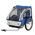 HOMCOM 2 Seat Bike Trailer Bicycle wagon for Kids Child Steel Frame Safety Harness Seat Carrier Hitch Coupler Blue White 130 x 76 x 88 cm - 7
