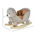 HOMCOM Kids Children Rocking Horse Plush Ride On Bear Seat w/ Sound Wood Base Seat Safety Belt Toddler Baby Toy for 18-36 Months Grey - 3