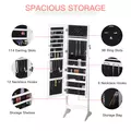 HOMCOM Jewelry Cabinet Standing Mirror Full Length Makeup Lockable Armoire Storage Organizer White - 6