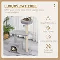 PawHut 96cm Cat Tree for Indoor Cats Condo Sisal Scratching Post Cat Tower Kitten Play House Dangling Ball Activity Center Furniture Grey - 4