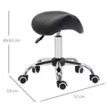 HOMCOM Cosmetic Stool 360° Rotate Height Adjustable Salon Massage Spa Chair Hydraulic Rolling Faux Leather Saddle Stool Mobility, Black - 3