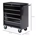 HOMCOM 5-Drawer Tool Chest with Wheels, Steel Lockable Tool Storage Cabinet with Handle, 2 Keys for Garage, Workshop, Black - 3