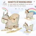HOMCOM Kids Rocking Horse, Children Plush Ride On Donkey Animal Rocker w/ Sound, Wood Base Seat, Safety Belt, Baby Toy Rocker for Toddler 18 - 36 Months, Grey - 6