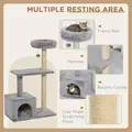 PawHut 96cm Cat Tree for Indoor Cats Condo Sisal Scratching Post Cat Tower Kitten Play House Dangling Ball Activity Center Furniture Grey - 5