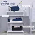 kleankin 75x60cm Freestanding Bathroom Storage Cabinet Unit w/ 2 Drawers Cupboard Adjustable Shelf Metal Handles Traditional Style Grey White - 4