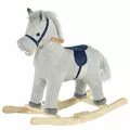 HOMCOM Kids Plush Rocking Horse w/ Sound Children Rocker Ride On Toy Gift 3-6 Years Grey - 1