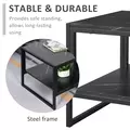 HOMCOM Coffee Table, Two-Tier Faux Marble Effect Centre Table with Metal Frame and Storage Shelf for Living Room, 106 x 50 x 45cm, Black - 5