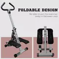 HOMCOM Stepper w/ Handle Hand Grip Workout Fitness Machine For Fitness Aerobic Exercise Home Gym Grey - 4