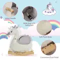 HOMCOM Kids Rocking Horse, Children Plush Ride On Swan Animal Rocker w/ Sound, Wood Base Seat, Safety Belt, Baby Toy Rocker for Toddler 18 - 36 Months, White and Grey - 4