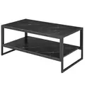 HOMCOM Coffee Table, Two-Tier Faux Marble Effect Centre Table with Metal Frame and Storage Shelf for Living Room, 106 x 50 x 45cm, Black - 1