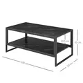 HOMCOM Coffee Table, Two-Tier Faux Marble Effect Centre Table with Metal Frame and Storage Shelf for Living Room, 106 x 50 x 45cm, Black - 3