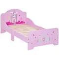 HOMCOM Kids Bed Princess Castle Theme w/ Side Rails Slats Home Furniture for 3 - 6 Yrs Pink 143 x 73 x 60 cm - 1