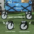 Outsunny 90L Festival Trolley on Wheels, Folding Camping Trolley Cart with Adjustable Handle, Portable for Outdoor, Garden, Shopping, Fishing, Blue - 6