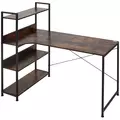 HOMCOM Office Desk with Storage Shelves, 120 CM Computer Desk, Industrial Study Table with Metal Frame for Home Office Small Space, Rustic Brown - 1