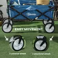 Outsunny 90L Festival Trolley on Wheels, Folding Camping Trolley Cart with Adjustable Handle, Portable for Outdoor, Garden, Shopping, Fishing, Navy Blue - 6