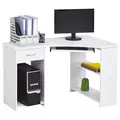 HOMCOM L-Shaped Corner Computer Desk w/ 2 Shelves Wide Worktop Keyboard Tray Drawer & CPU Stand Home Office Study Bedroom Furniture White - 1