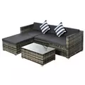 Outsunny Rattan Garden Sofa Set, 4-Seater Wicker Sectional for Garden, Grey - 1