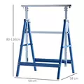 HOMCOM Set of 2 Adjustable Telescopic Builders Trestle, DIY Steel Work Bench Carpenter, Folding Saw Horse Tools Blue - 3