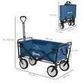 Outsunny 90L Festival Trolley on Wheels, Folding Camping Trolley Cart with Adjustable Handle, Portable for Outdoor, Garden, Shopping, Fishing, Navy Blue - 3